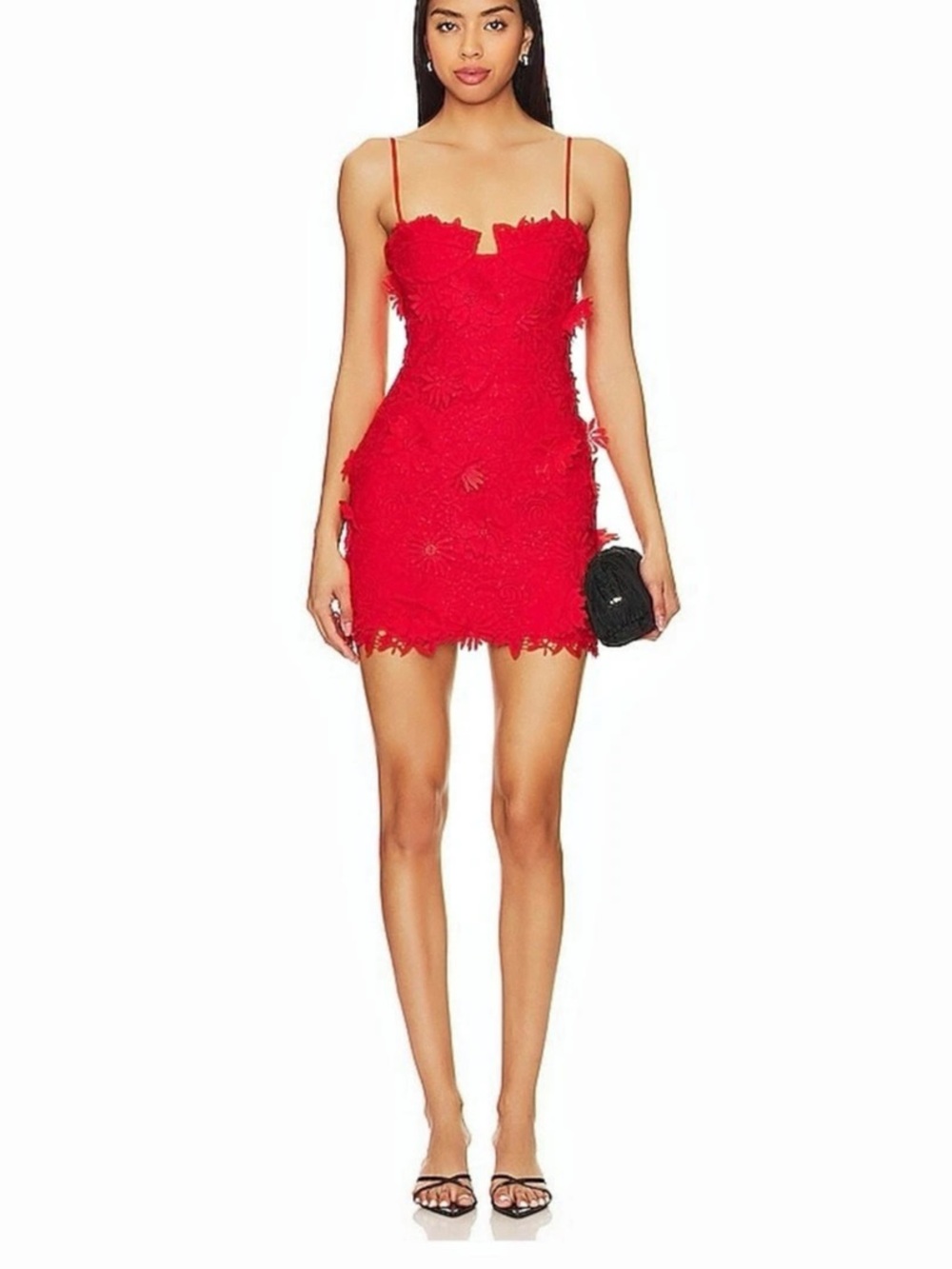 Bardot Brias Red Floral Lace Bustier Mini Dress Small S US 4